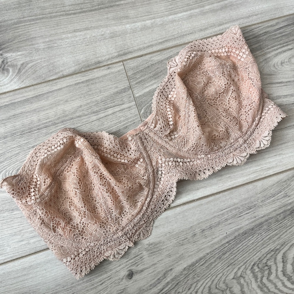 Cosabella Forte Free People Lace Underwire Bra Blush 34E Strapless Style
